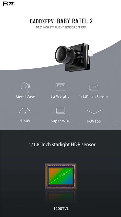 New Caddx Baby Ratel 2 Nano Size 1200TVL 3g FOV165° Starlight Low ...