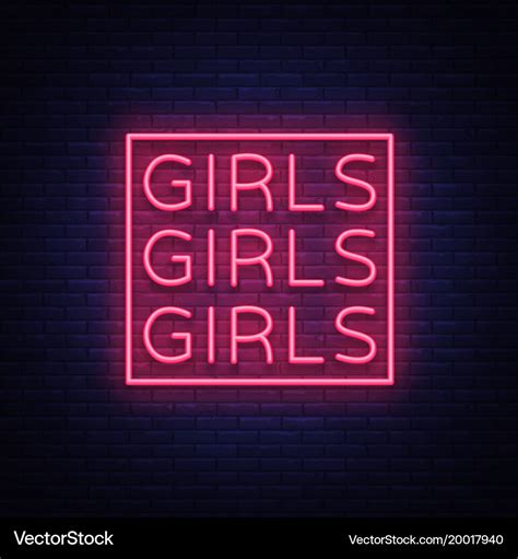 Girls Neon Sign Night Light Sign Erotica Vector Image