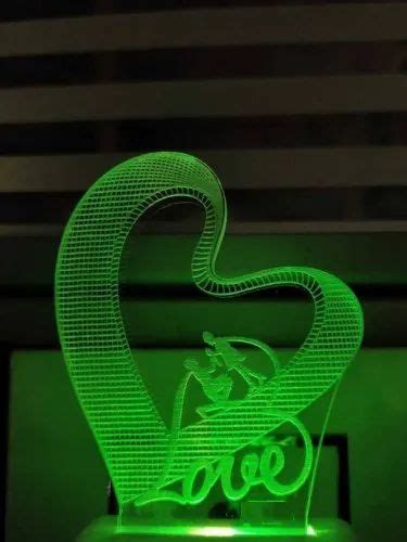 Vagalleryking Modern Contemporary Love Couple In Heart 3d Illusion Acrylic Led Night Lamp For