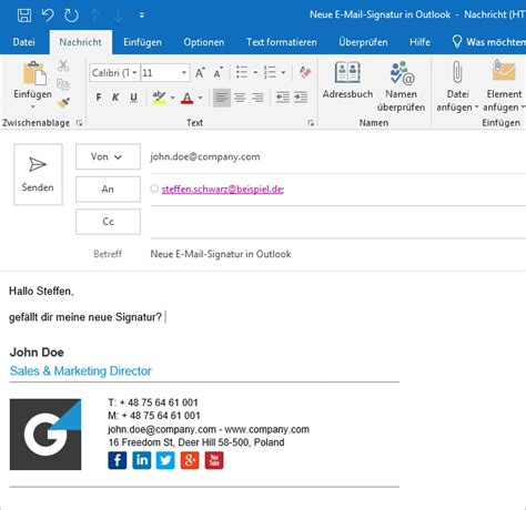 E Mail Signatur für Outlook 2019 Schrittweise Anleitung mit Bildern