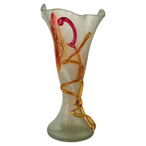 Giorgio Ferro Hand Blown Red Glass Anse Volante Vase 1952 For Sale At 1stdibs