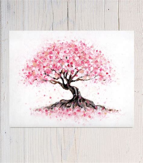 Pintura del árbol de cerezo en flor sobre lienzo pintura Etsy España