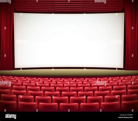 cinema theater background with red seats and red curtains Stock Vector ...