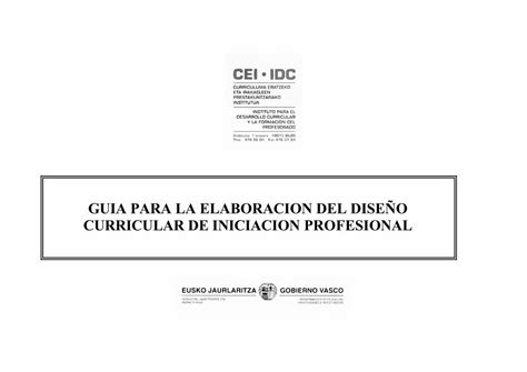 Pdf Guia Para La Elaboracion Del DiseÑo Curricular De · Pdf Fileen Este Primer Apartado Se