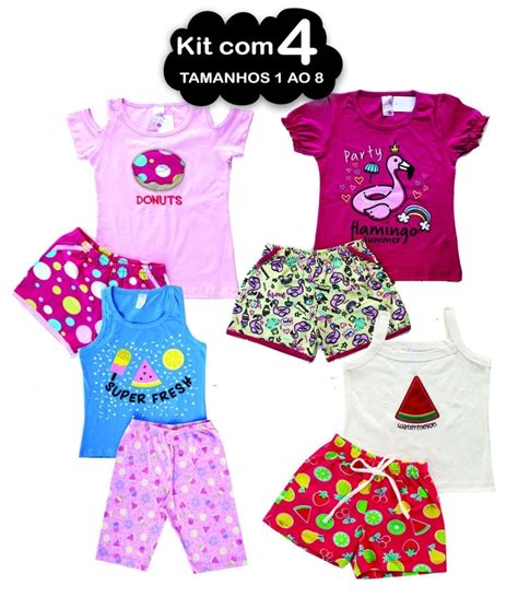 Kit Conjunto Infantil Menina Ver O Em Cotom Ao Multicolorido