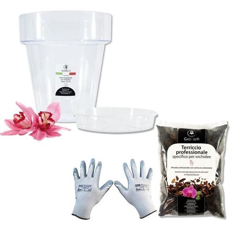 GebEarth Kit de rempotage pour orchidées Pot Transparent pour