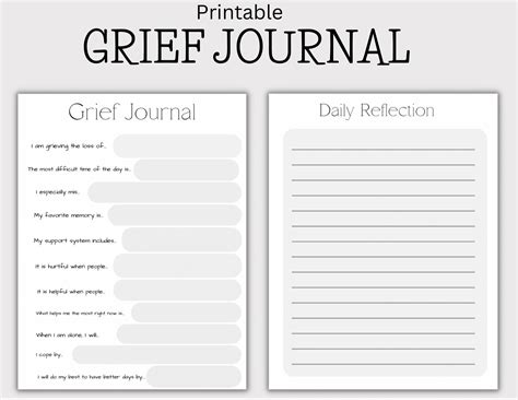 Printable Grief Journal Grief Template Coping With Grief