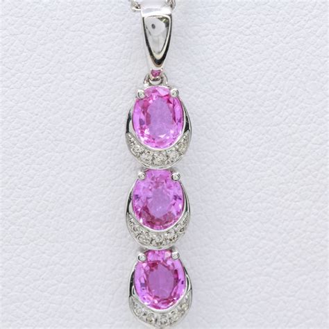 18ct White Gold Pink Sapphire And Diamond Pendant Allgem Jewellers