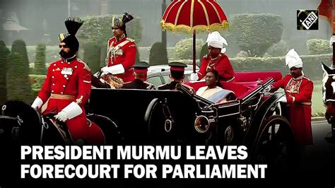 President Droupadi Murmu Leaves Forecourt For Parliament House To