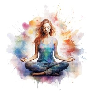 Woman Meditating Clipart Meditation Printable Watercolor Clipart