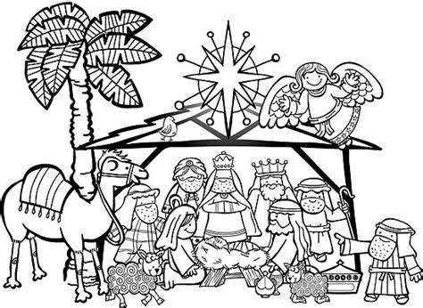 Nativity Scene Line Drawing at PaintingValley.com | Explore collection ...