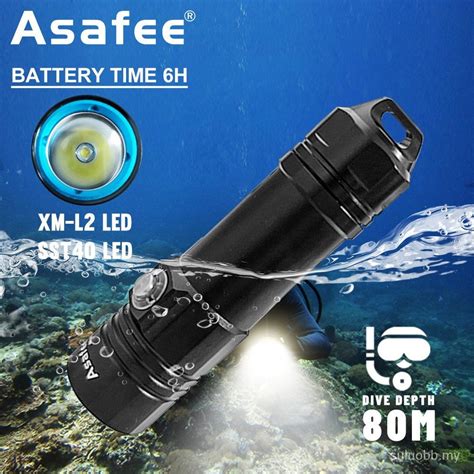 In Stockasafee Diving Flashlight L Led Ipx Waterproof Lm