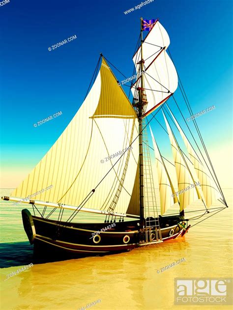 Pirate brigantine out on sea, Stock Photo, Picture And Rights Managed ...