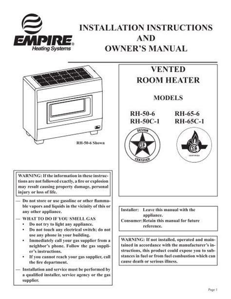 Installation Instructions And Owner S Manual Empire Heating Systems