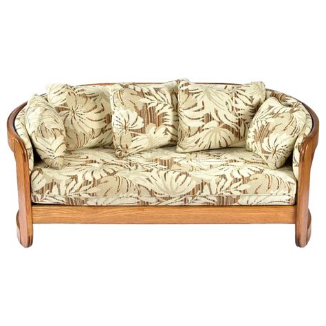 1980s Howard Solid Oak Barrel Shaped Loveseat Sofa For Sale At 1stDibs