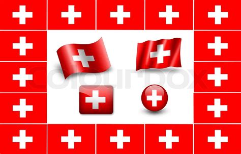 Flagge der Schweiz icon set flags frame | Stock Bild | Colourbox