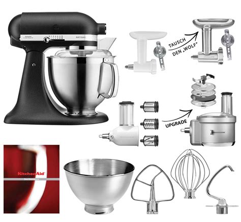 KitchenAid Artisan 4 8 L 5KSM185PSEBK Fleischwolf Gemüse Set