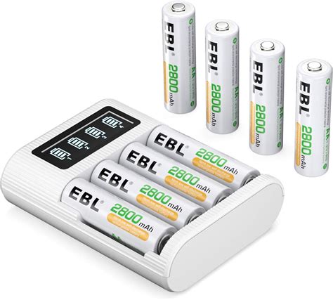 Ebl Rechargeable Aa Batteries Pack Of Mah With Lcd Individual