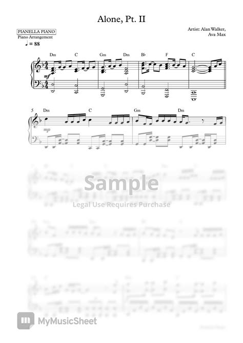 Alan Walker Ava Max Alone Pt II Piano Sheet Sheets By Pianella Piano