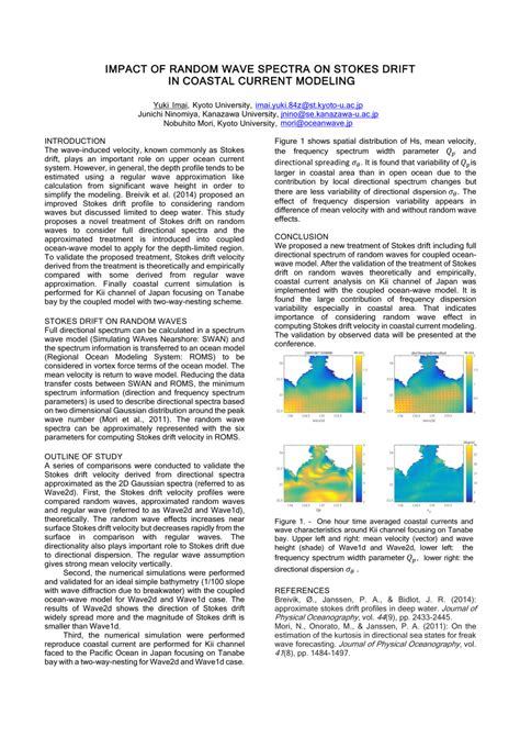 Pdf Impact Of Random Wave Spectra On Stokes Drift In Coastal Current