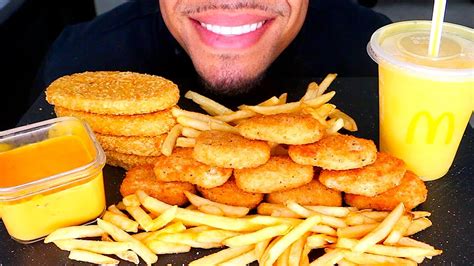 Asmr Mcdonalds Chicken Nuggets Hash Browns Fries Cheese Sauce Mukbang