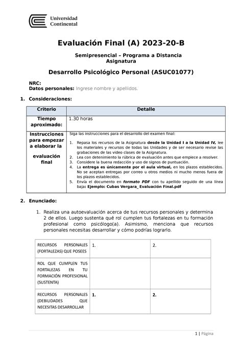 Evaluaci N Final Desarrollo Psicologico Personal Junio