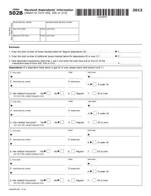 MD Comptroller 502B 2012 Fill Out Tax Template Online