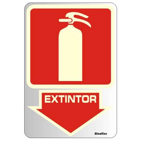 Placa de Alumínio Adesiva 16x23cm Extintor Fotoluminescente 150AJ