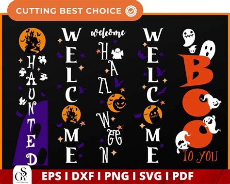 Halloween Porch Sign Svg Bundle Welcome Sign Svg Fall Porch Etsy