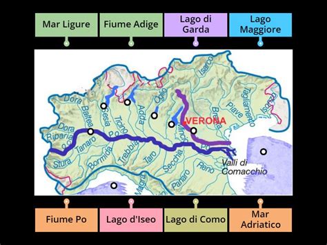 Fiumi Laghi E Mari Principali Del Nord Italia Labelled Diagram