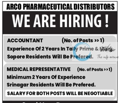 Arco Pharmaceutical Distributors Kashmir Jobs Openings 2023 Jehlum The Info Avenue