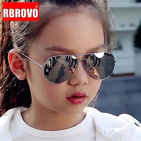 RBROVO 2023คลาสสกแวนกนแดดสาวทมสสนกระจกเดกแวนตากรอบโลหะเดก