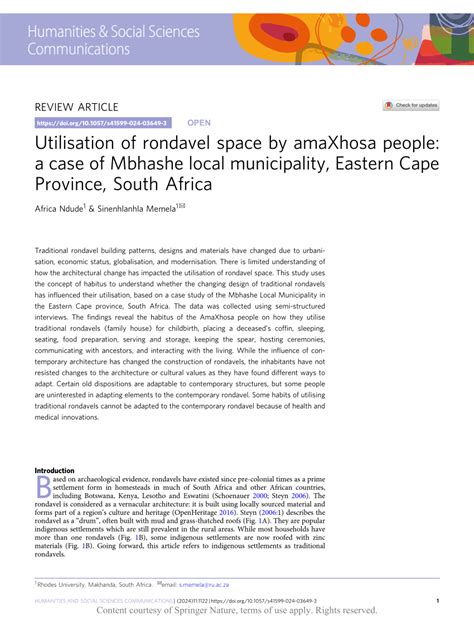 Pdf Utilisation Of Rondavel Space By Amaxhosa People A Case Of