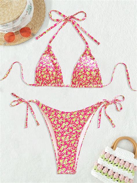 Bikini Fleuri Ras Du Cou Triangulaire N Ud Mode En Ligne Shein France