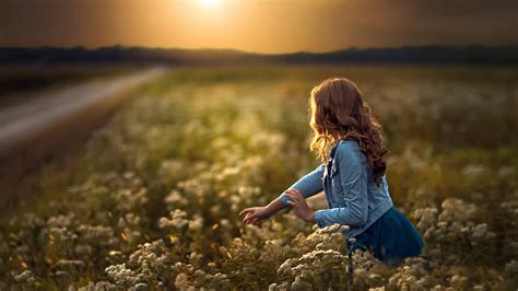 Wallpaper Sunlight Women Sunset Nature Field Photography