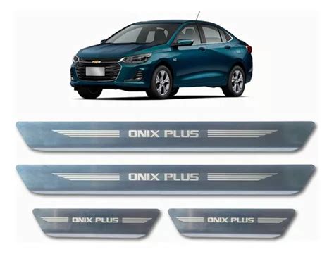 Soleiras De Aço Inox Escovado Chevrolet Onix Plus 4 Peças