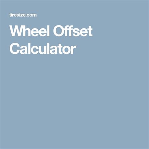 Wheel Offset Calculator Wheel Tyre Size Calculator