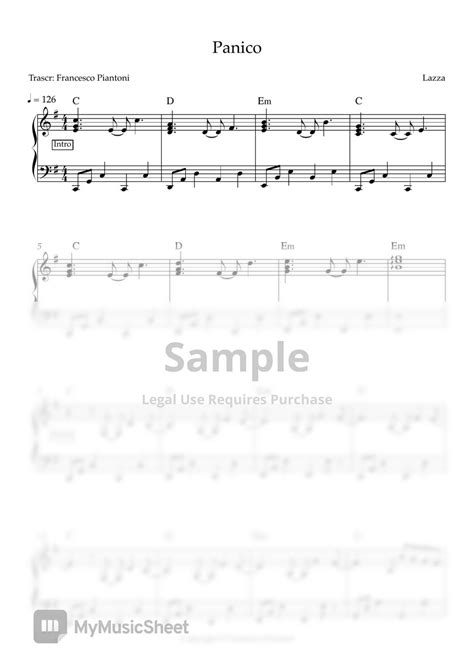 Lazza Panico Spartito Pianforte Sheets By Francesco Piantoni