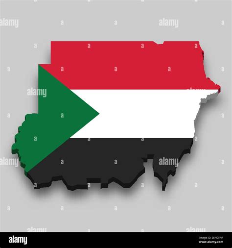 3d Isometric Map Of Sudan With National Flag Vector Illustration Stock