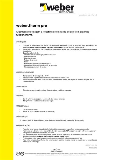 Ficha técnica weber therm pro