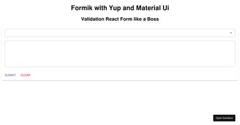 Formik Material UI And Yup Forked Codesandbox