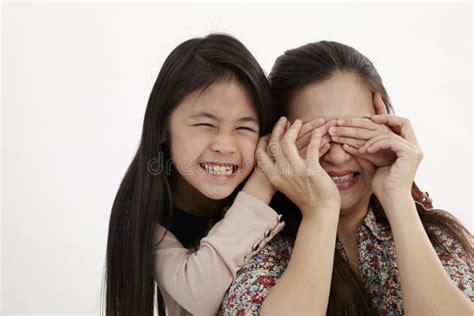 Mother And Daughter Playing Peek A Boo Stock Image Image Of Eyes