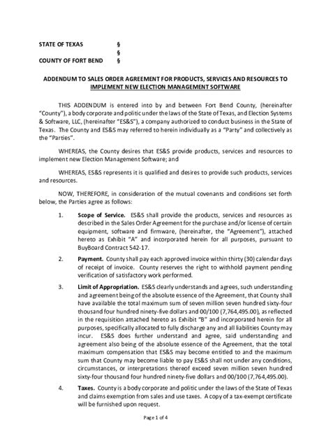 Fillable Online Addendum To Sales Order Agreement For Products