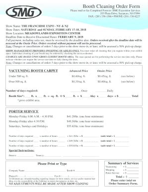 Fillable Online Booth Cleaning Order Form Franchiseshowinfo Fax