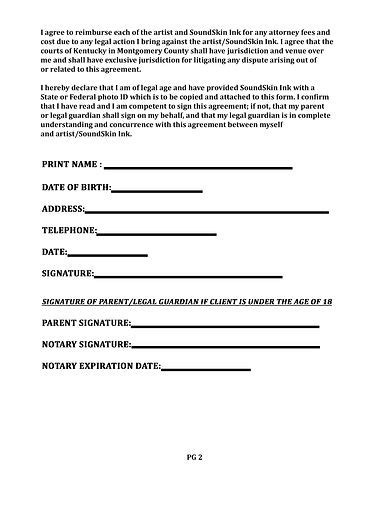 Printable Piercing Consent Form