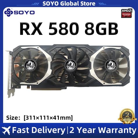 SOYO AMD RX580 8GB 2048SP Gaming Graphics Card GDDR5 256Bit PCI Express