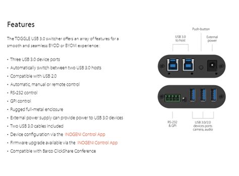 Inogeni TOGGLE USB 3 0 SWITCHER BYOD CBK