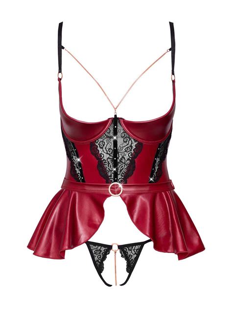 Ouvert Set Hebe Corsage Mit String Rot Dessous Kaufen Bei DessousShop De