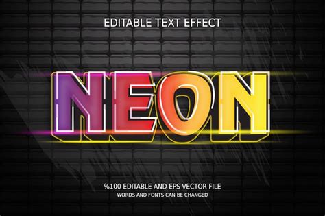 Efeito De Texto Neon Edit Vel Vetor Premium