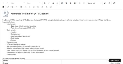 Overview DevExtreme Html Editor Codesandbox